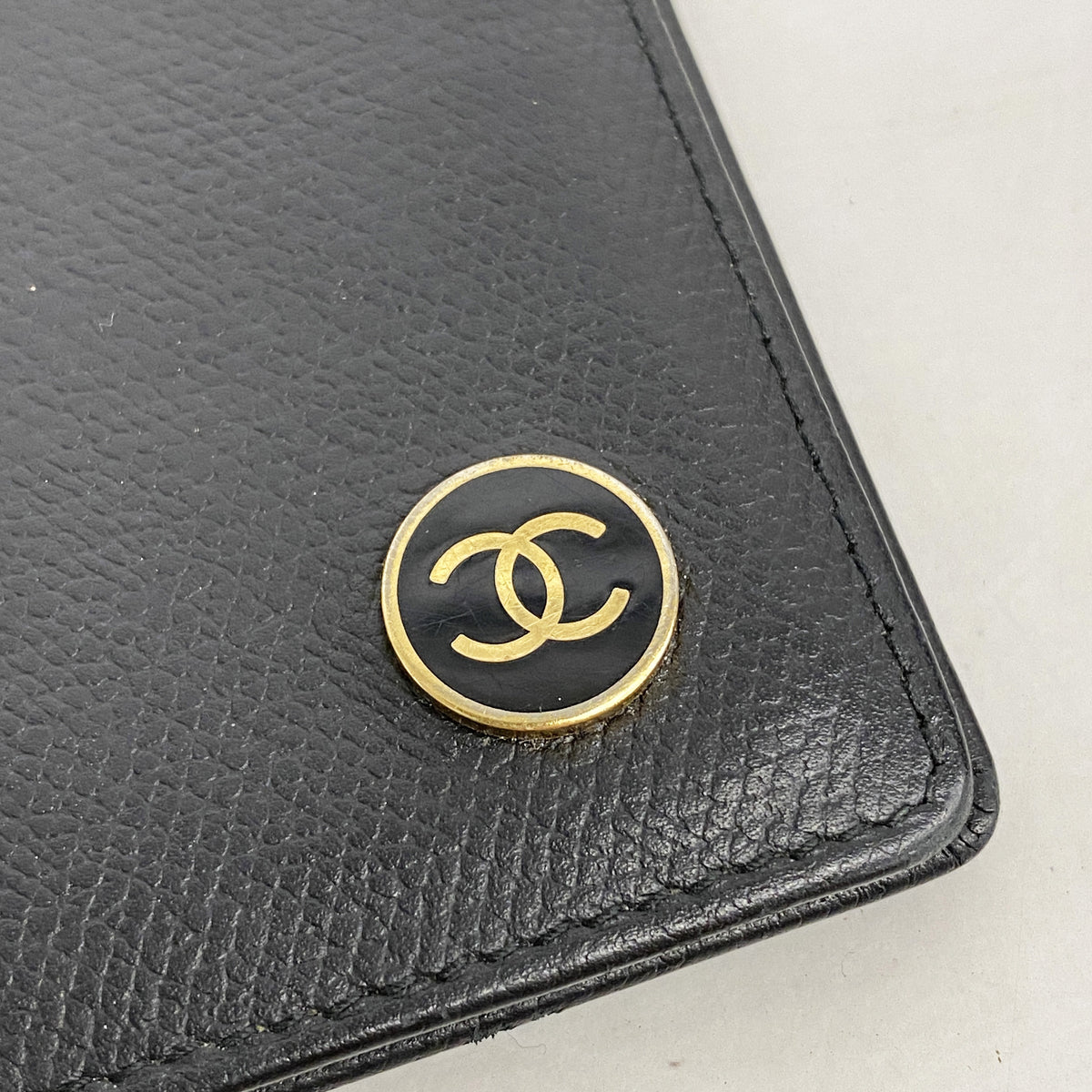 【6he5526】シャネル カードケース ココボタン レザー ブラック ゴールド金具【中古】レディース