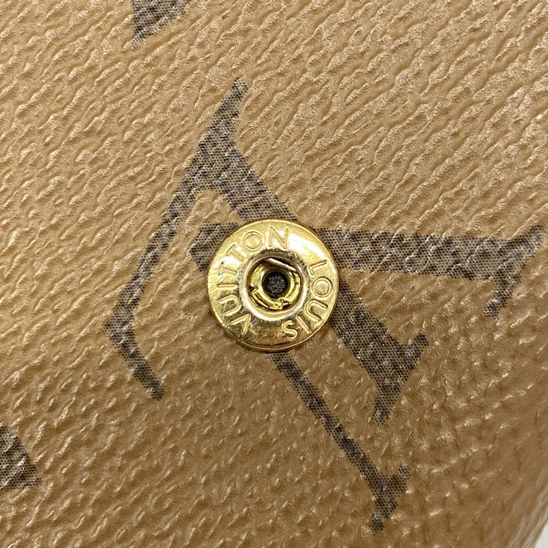 【6he5535】ルイヴィトン 三つ折り財布 モノグラム・リバース ポルトフォイユドーフィーヌコンパクト M68725 ブラウン【中古】レディース