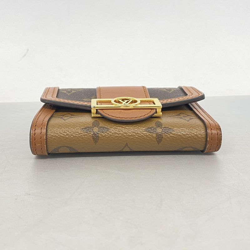 【6he5535】ルイヴィトン 三つ折り財布 モノグラム・リバース ポルトフォイユドーフィーヌコンパクト M68725 ブラウン【中古】レディース