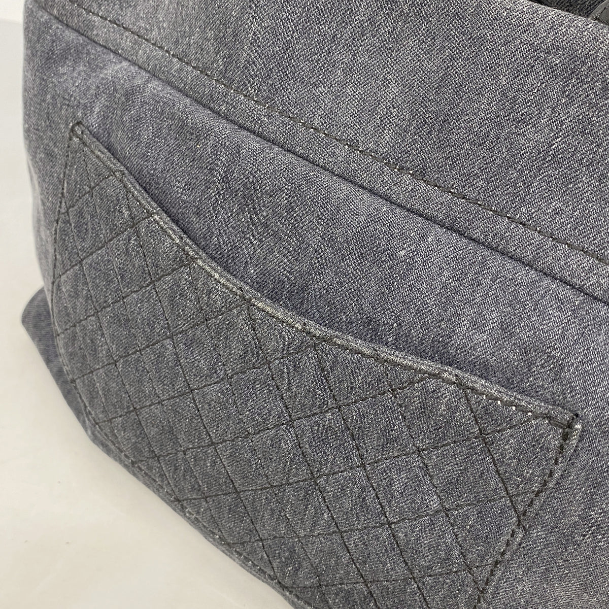 【6he5537】シャネル ハンドバッグ デニム グレー シルバー金具 2wayバッグ【中古】レディース