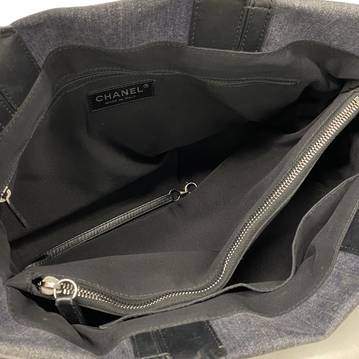 【6he5537】シャネル ハンドバッグ デニム グレー シルバー金具 2wayバッグ【中古】レディース
