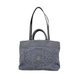 【6he5537】シャネル ハンドバッグ デニム グレー シルバー金具 2wayバッグ【中古】レディース