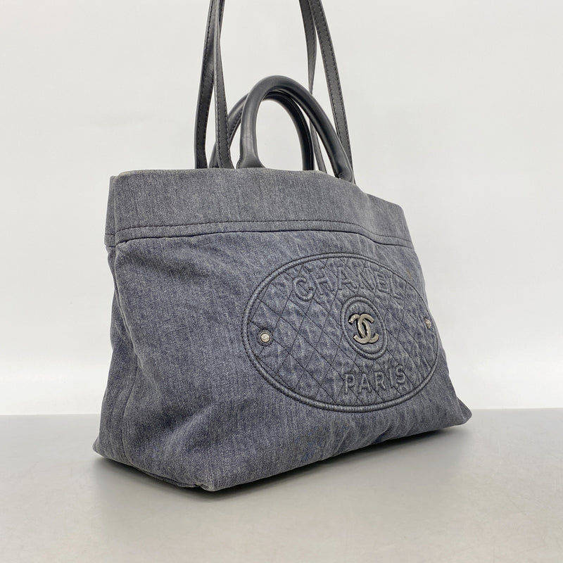 【6he5537】シャネル ハンドバッグ デニム グレー シルバー金具 2wayバッグ【中古】レディース