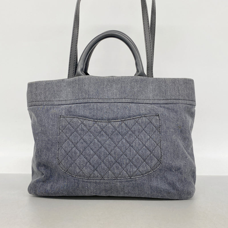 【6he5537】シャネル ハンドバッグ デニム グレー シルバー金具 2wayバッグ【中古】レディース