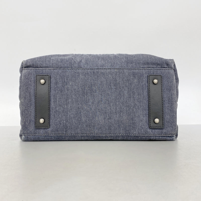 【6he5537】シャネル ハンドバッグ デニム グレー シルバー金具 2wayバッグ【中古】レディース