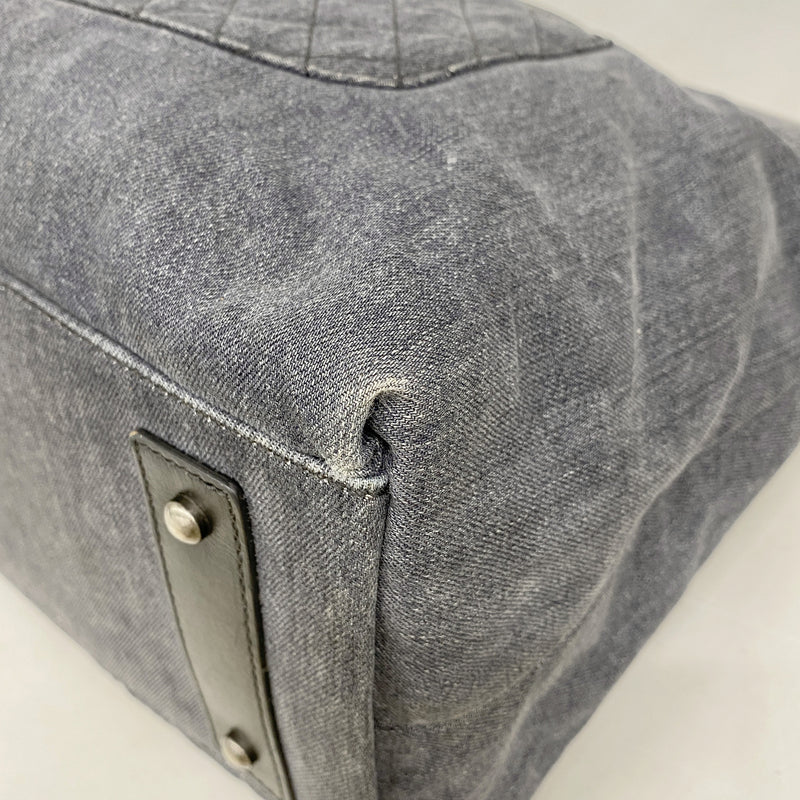 【6he5537】シャネル ハンドバッグ デニム グレー シルバー金具 2wayバッグ【中古】レディース