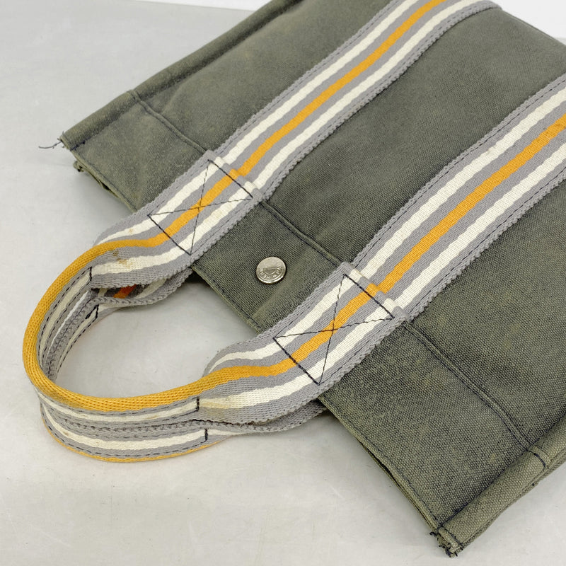 【6he5538】エルメス トートバッグ フールトゥPM キャンバス グレー シルバー金具【中古】メンズ レディース ユニセックス