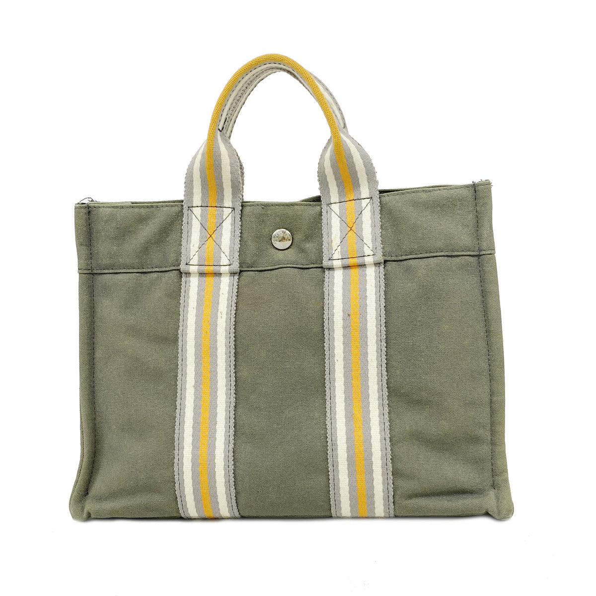 【6he5538】エルメス トートバッグ フールトゥPM キャンバス グレー シルバー金具【中古】メンズ レディース ユニセックス