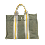 【6he5538】エルメス トートバッグ フールトゥPM キャンバス グレー シルバー金具【中古】メンズ レディース ユニセックス