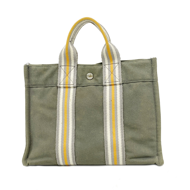 【6he5538】エルメス トートバッグ フールトゥPM キャンバス グレー シルバー金具【中古】メンズ レディース ユニセックス