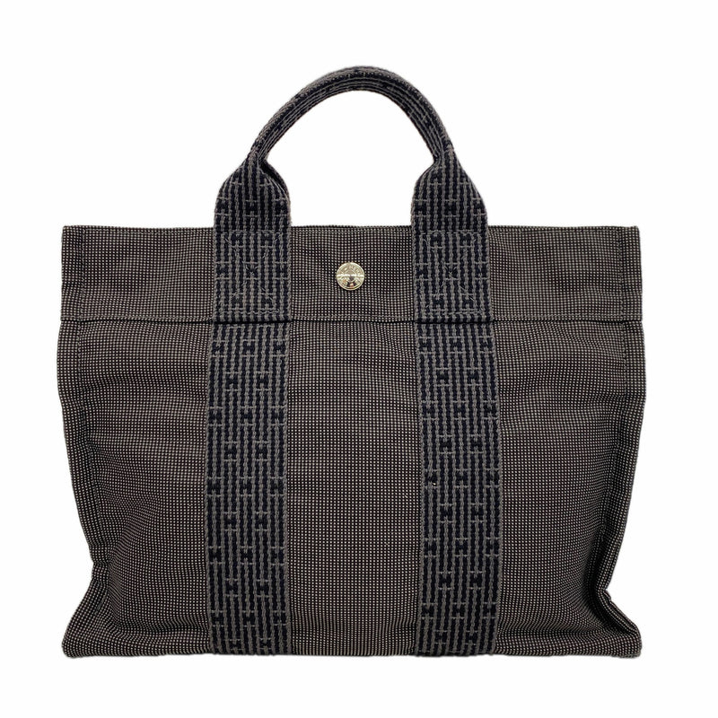 【6he5546】エルメス トートバッグ エールラインPM ナイロン グレー シルバー金具【中古】レディース