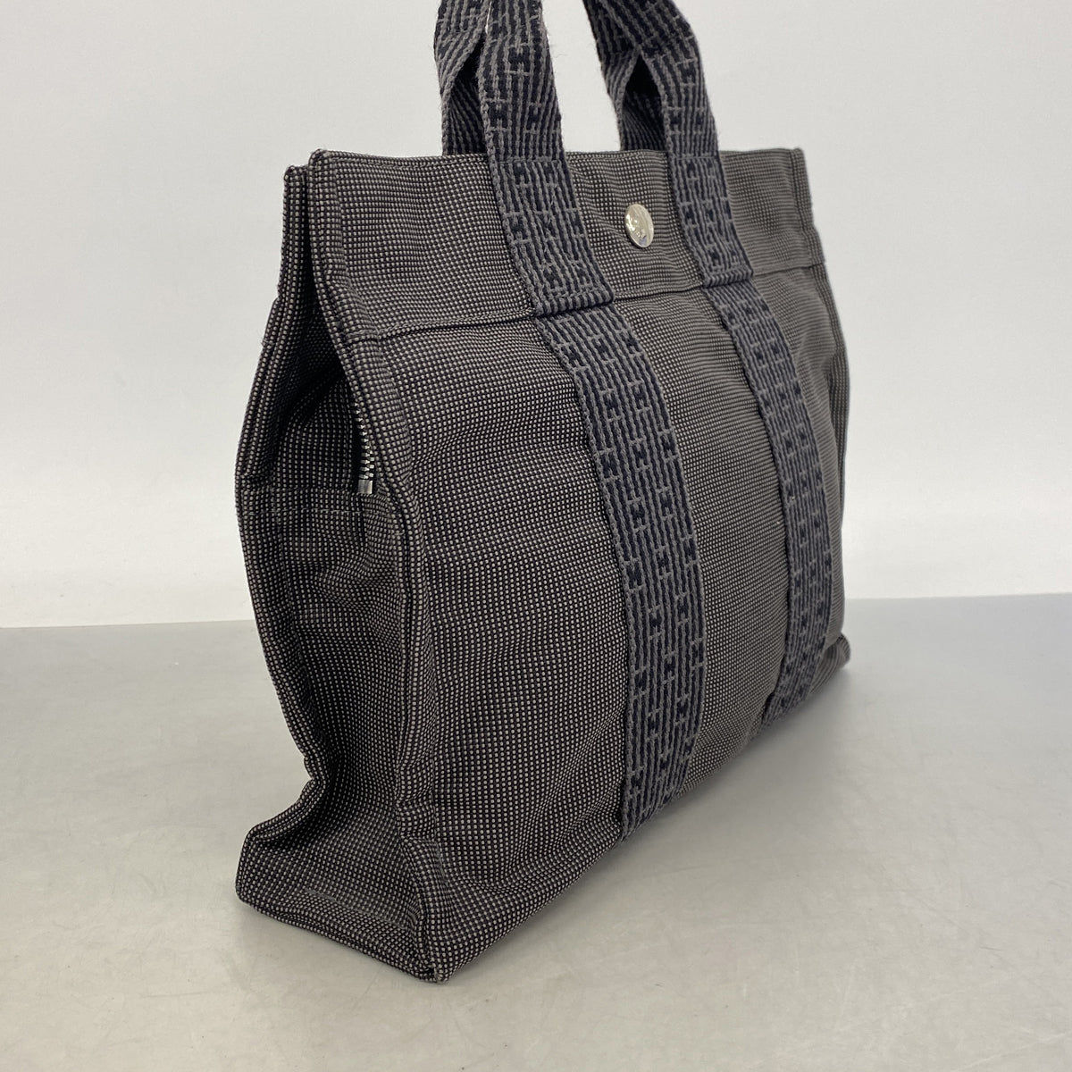 【6he5546】エルメス トートバッグ エールラインPM ナイロン グレー シルバー金具【中古】レディース