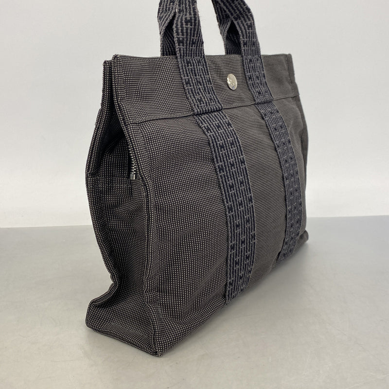 【6he5546】エルメス トートバッグ エールラインPM ナイロン グレー シルバー金具【中古】レディース