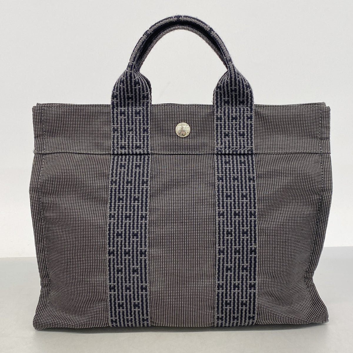 【6he5546】エルメス トートバッグ エールラインPM ナイロン グレー シルバー金具【中古】レディース