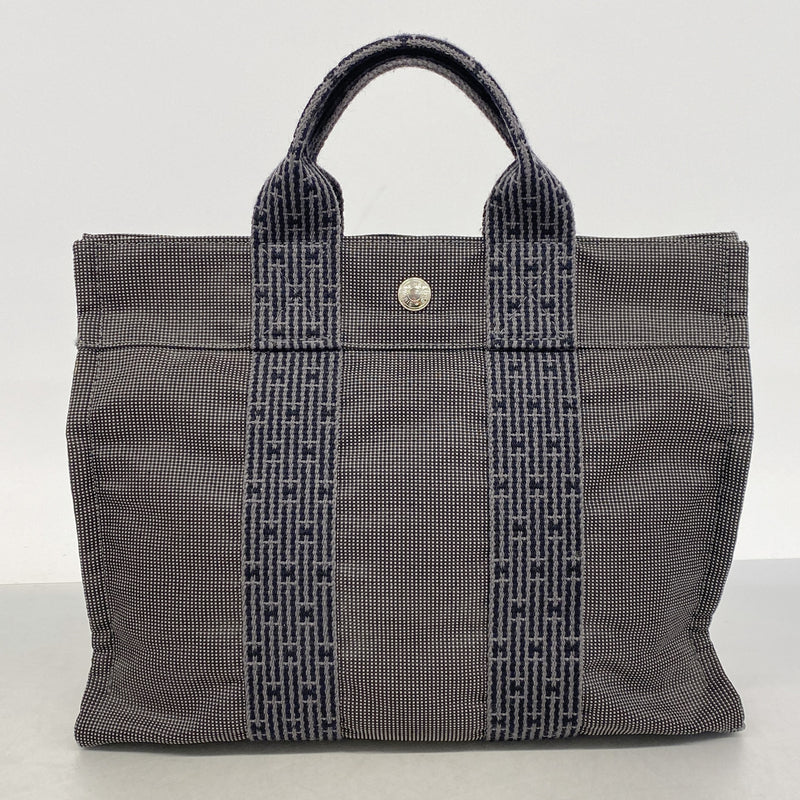 【6he5546】エルメス トートバッグ エールラインPM ナイロン グレー シルバー金具【中古】レディース