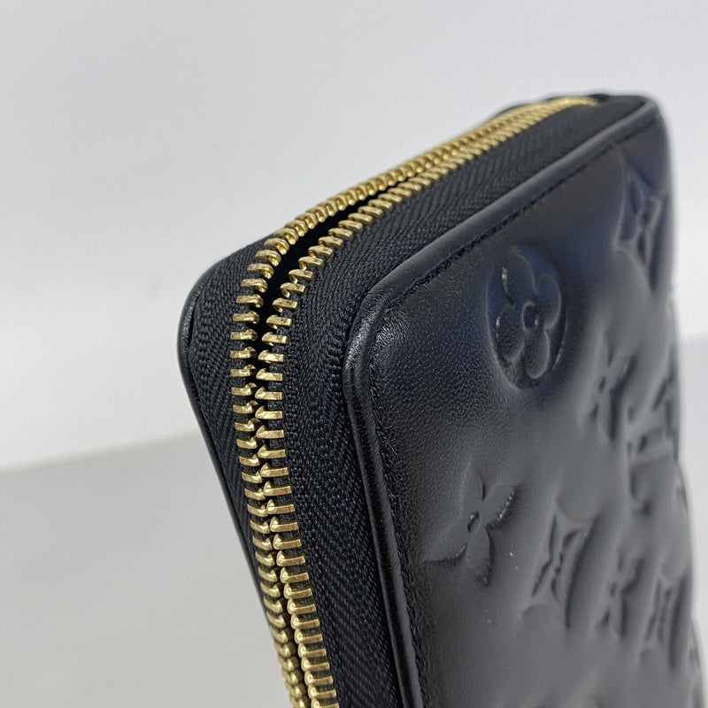 【6he5555】ルイヴィトン 長財布 モノグラムエンボス ジッピーウォレット M81510 ノワール【中古】レディース