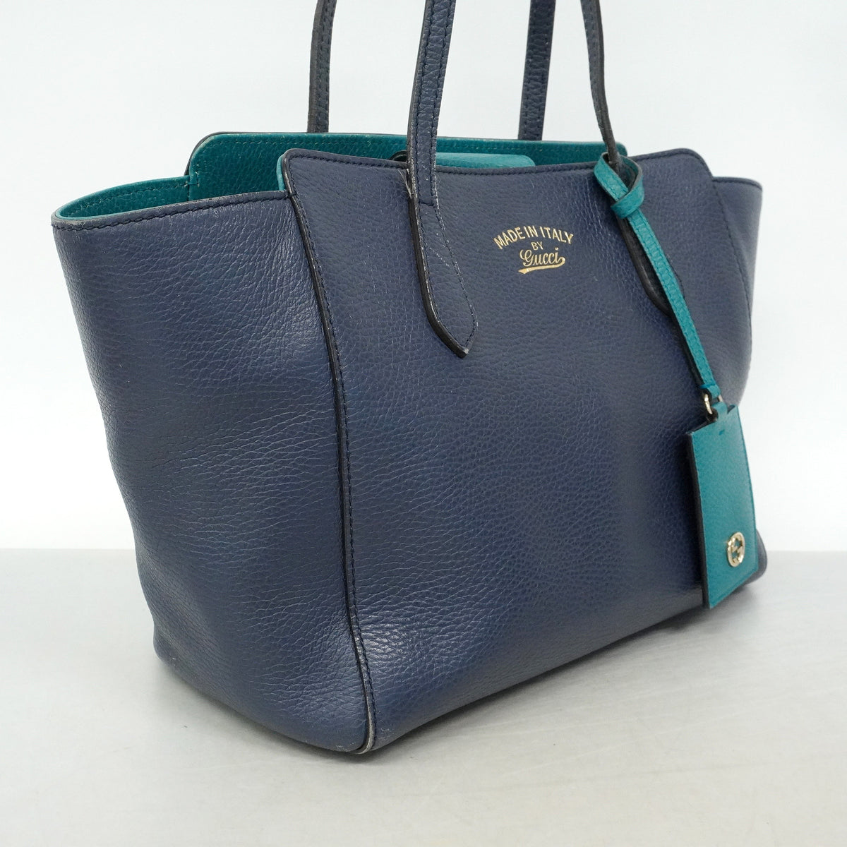 【6he5566】グッチ トートバッグ スウィング 354408 レザー ネイビー ゴールド金具【中古】レディース