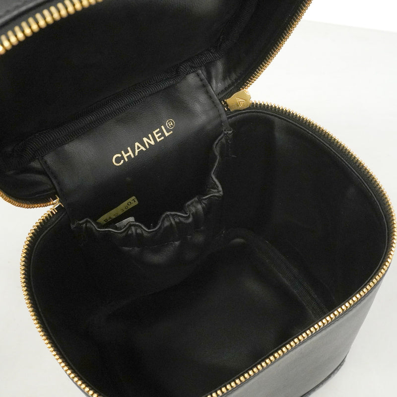 【6he5567】シャネル バニティバッグ ビコローレ ラムスキン ブラック ゴールド金具【中古】レディース