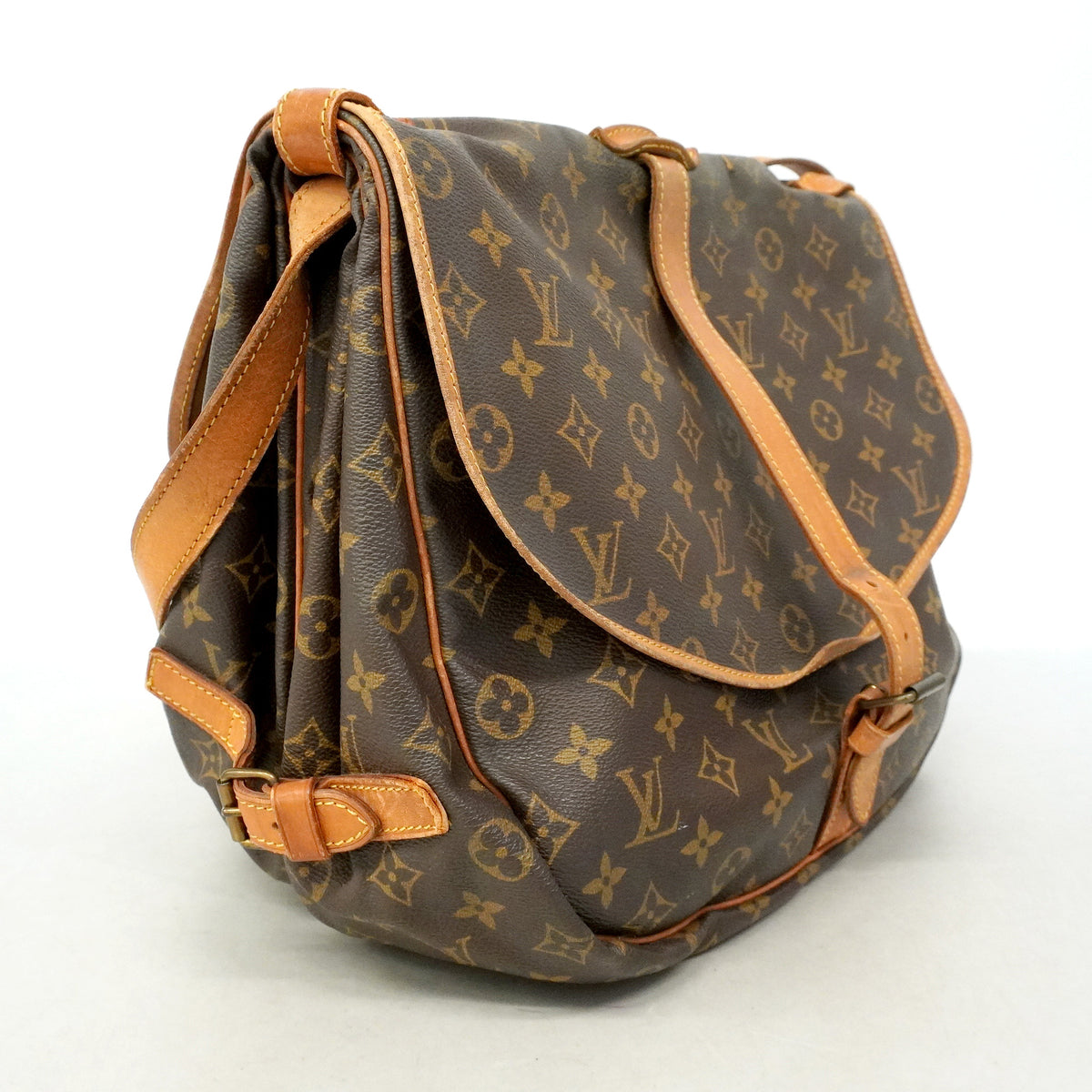 【6he5568】ルイヴィトン ショルダーバッグ モノグラム ソミュール35 M42254 ブラウン【中古】レディース