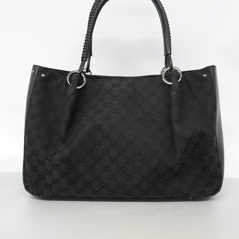 【6he5576】グッチ トートバッグ GGキャンバス 115015 キャンバス ブラック シルバー金具【中古】レディース