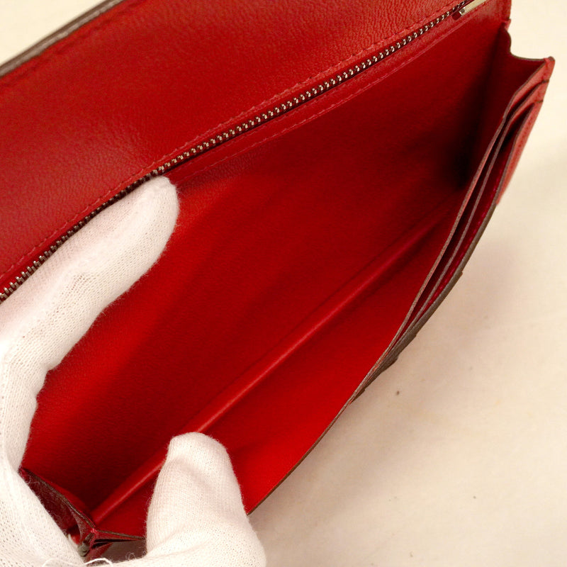 【6he5579】エルメス 長財布 ベアンスフレ アリゲーター ゼラニウム シルバー金具 □Q刻印【中古】メンズ レディース ユニセックス