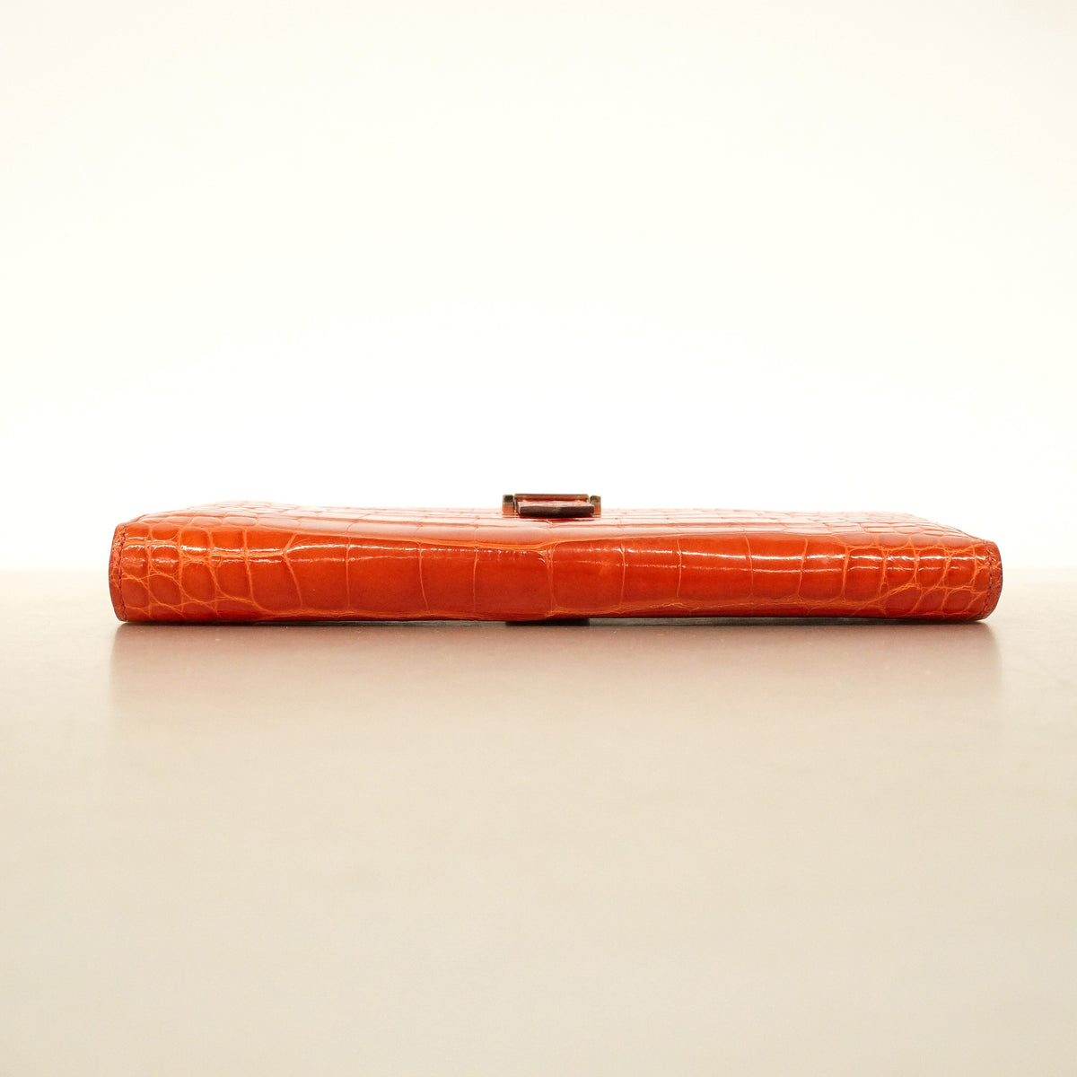 【6he5579】エルメス 長財布 ベアンスフレ アリゲーター ゼラニウム シルバー金具 □Q刻印【中古】メンズ レディース ユニセックス