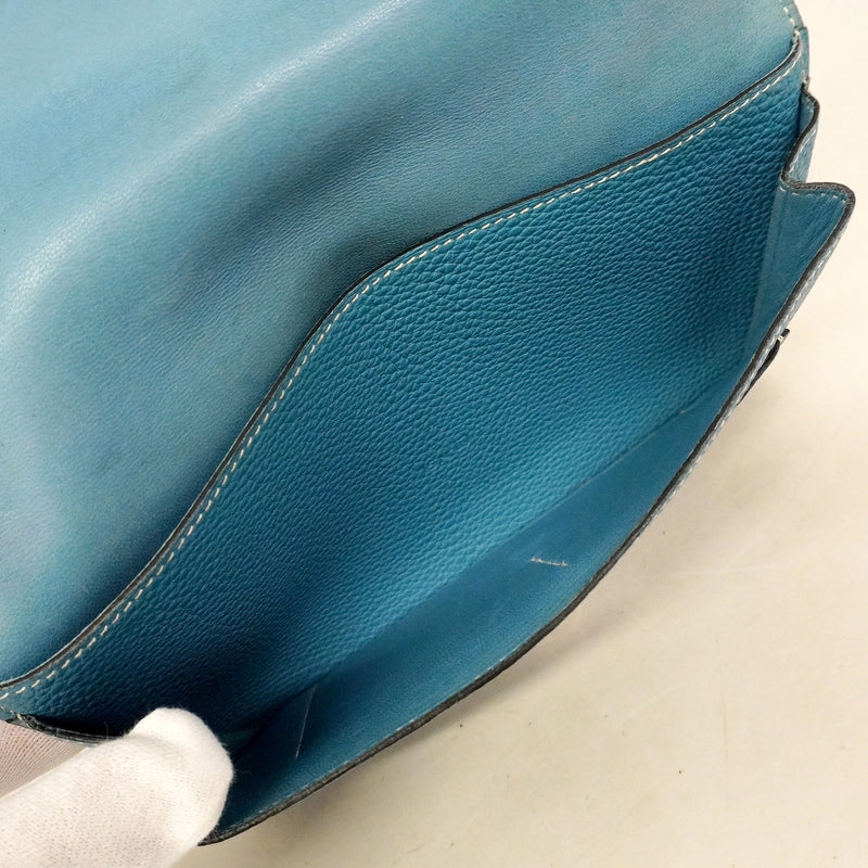 【6he5580】エルメス 長財布 ドゴンGM トゴ ブルージーン シルバー金具 □H刻印【中古】メンズ レディース ユニセックス