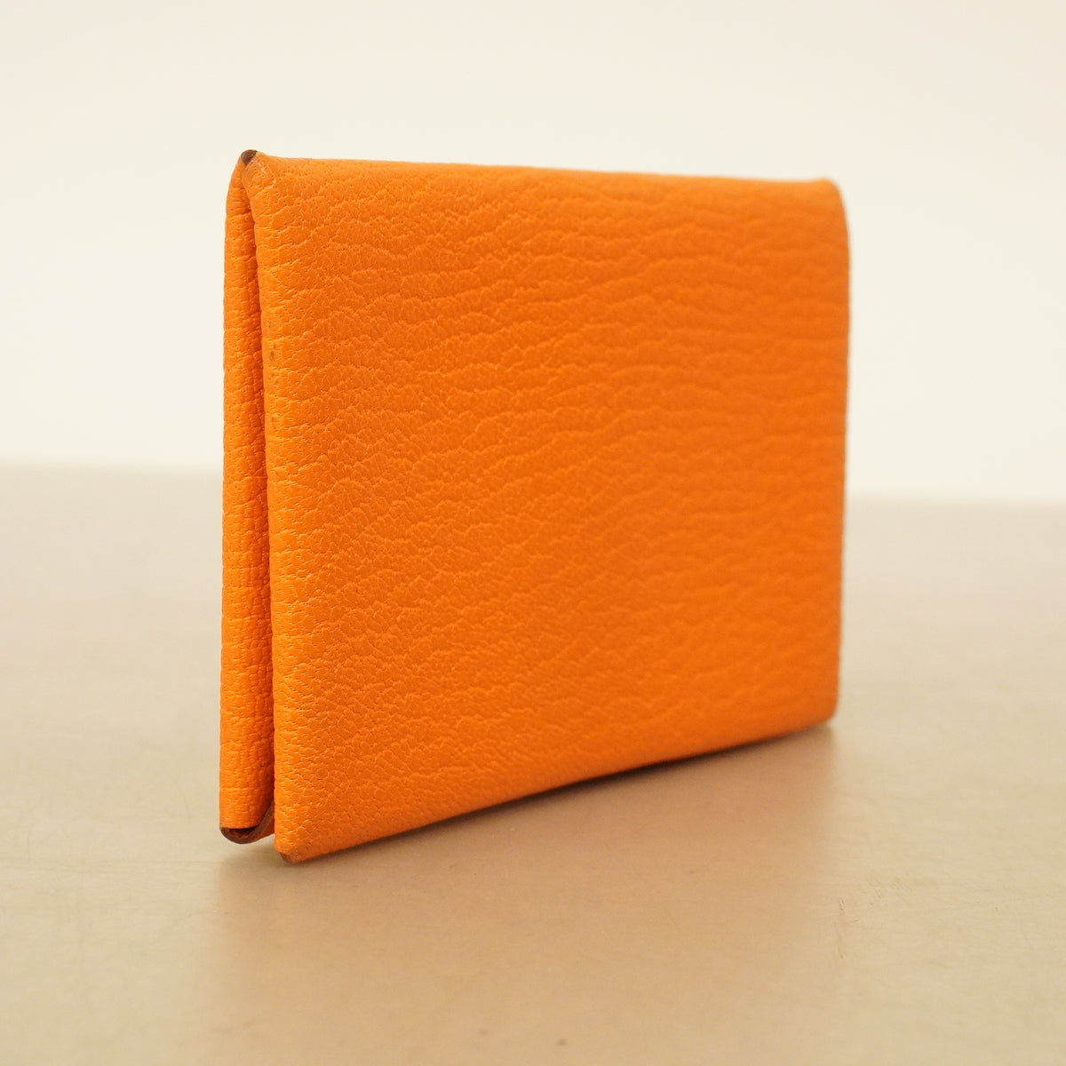 【6he5583】エルメス カードケース カルヴィ シェブルミゾル オレンジ シルバー金具 B刻印【中古】メンズ レディース ユニセックス
