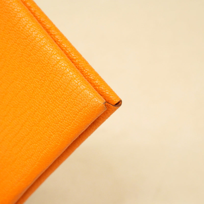 【6he5583】エルメス カードケース カルヴィ シェブルミゾル オレンジ シルバー金具 B刻印【中古】メンズ レディース ユニセックス