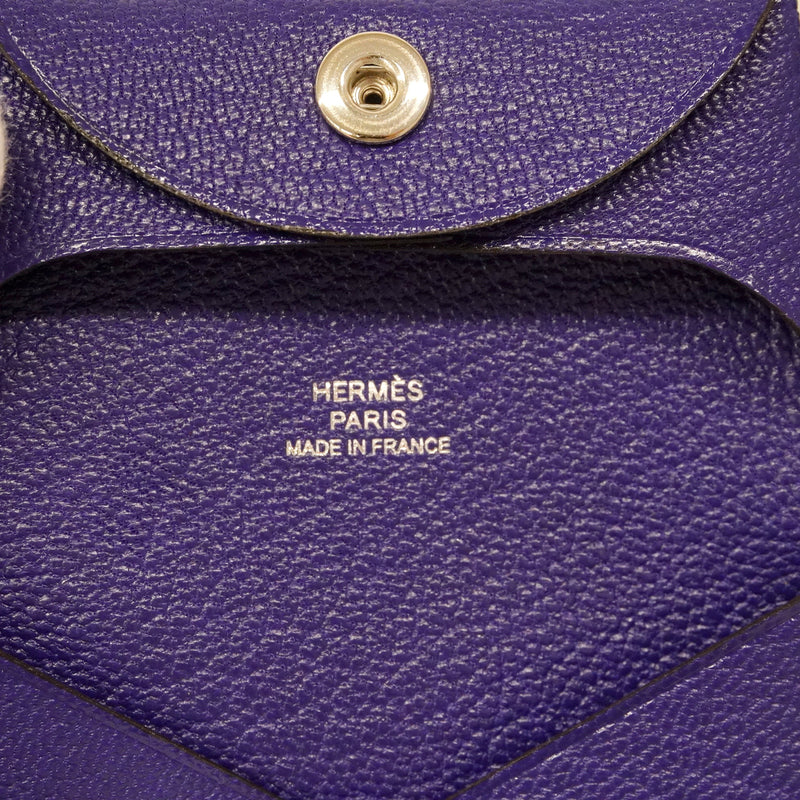 【6he5584】エルメス コインケース バスティア シェブルミゾル パープル シルバー金具 G刻印【中古】メンズ レディース ユニセックス