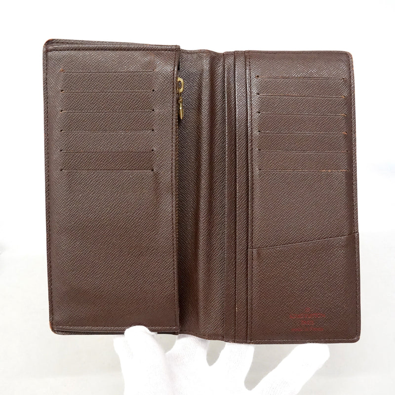 【6he5593】ルイヴィトン 長財布 ダミエ ポルトフォイユブラザ N60017 エベヌ【中古】メンズ