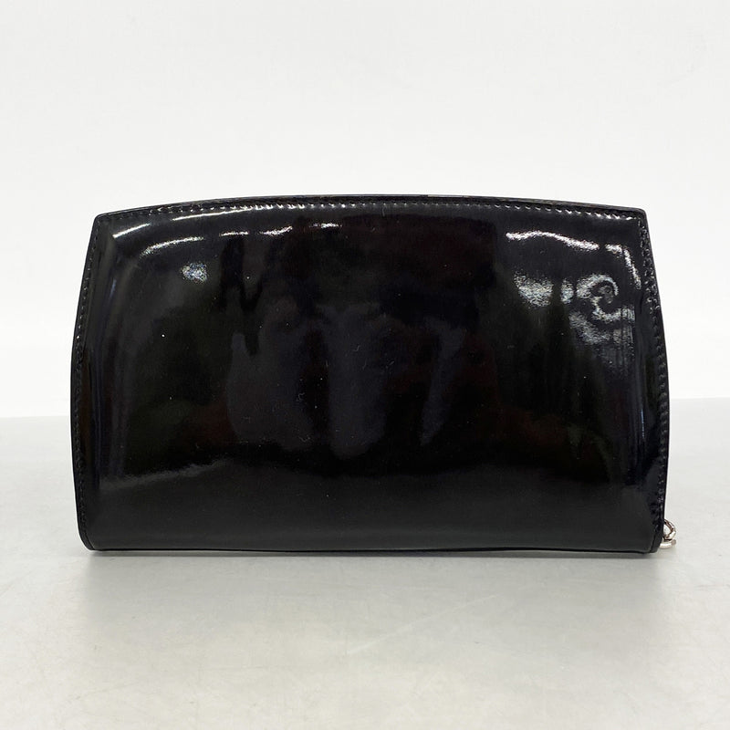 【6he5595】シャネル 長財布 パテントレザー ブラック シルバー金具【中古】レディース