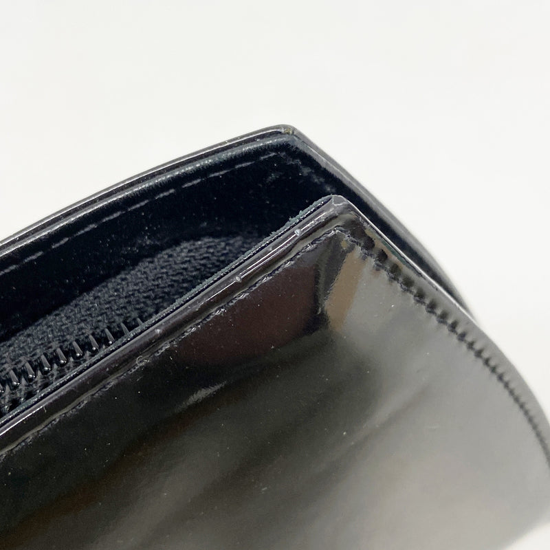 【6he5595】シャネル 長財布 パテントレザー ブラック シルバー金具【中古】レディース