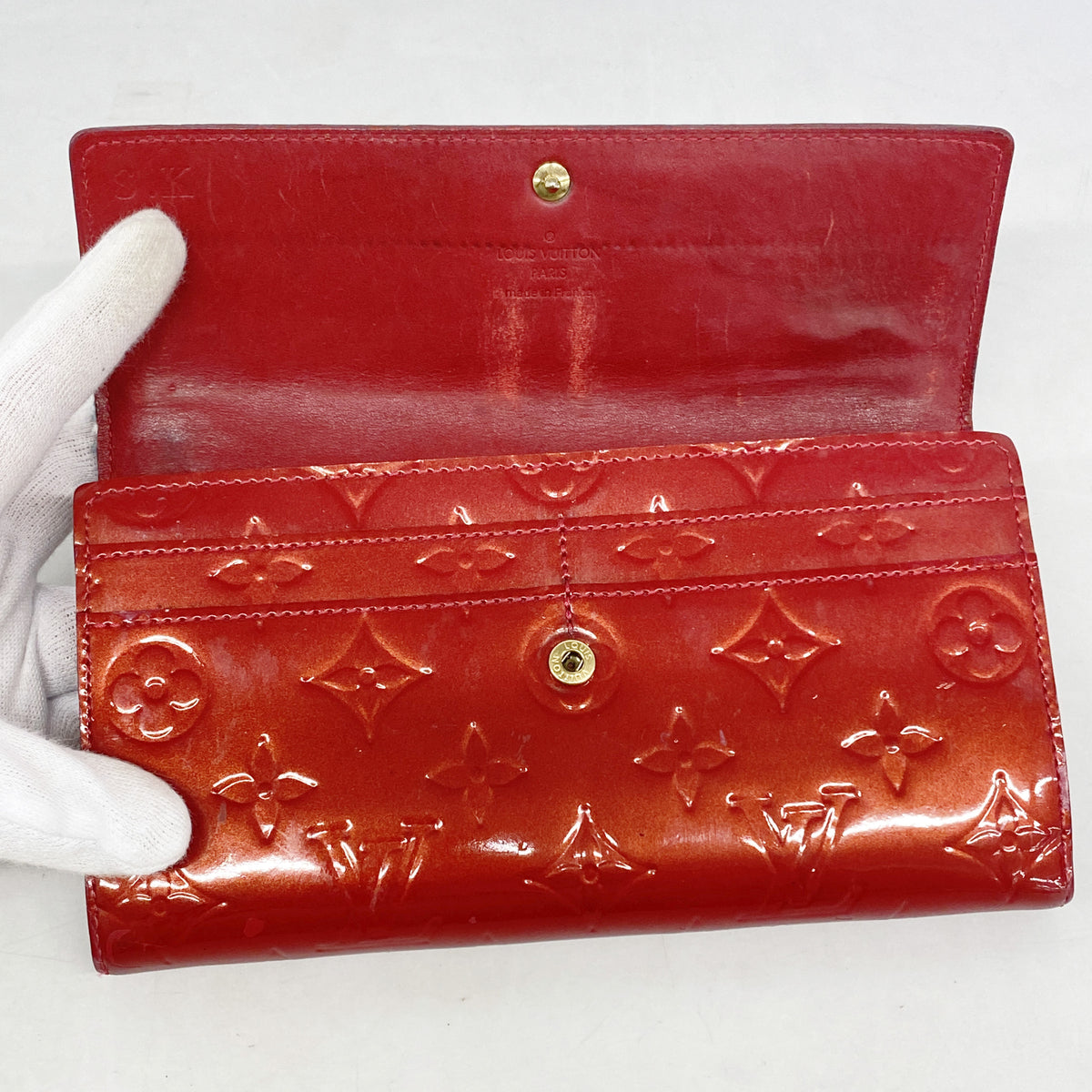 【6he5596】ルイヴィトン 長財布 ヴェルニ ポルトフォイユサラ M93530 ポムダムール【中古】レディース