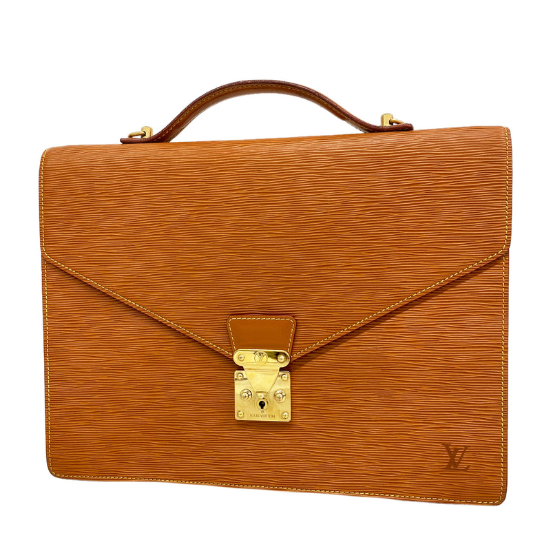 【6he5598】ルイヴィトン ブリーフケース エピ ポルトドキュマンバンドリエール M54468 ジパングゴールド【中古】メンズ