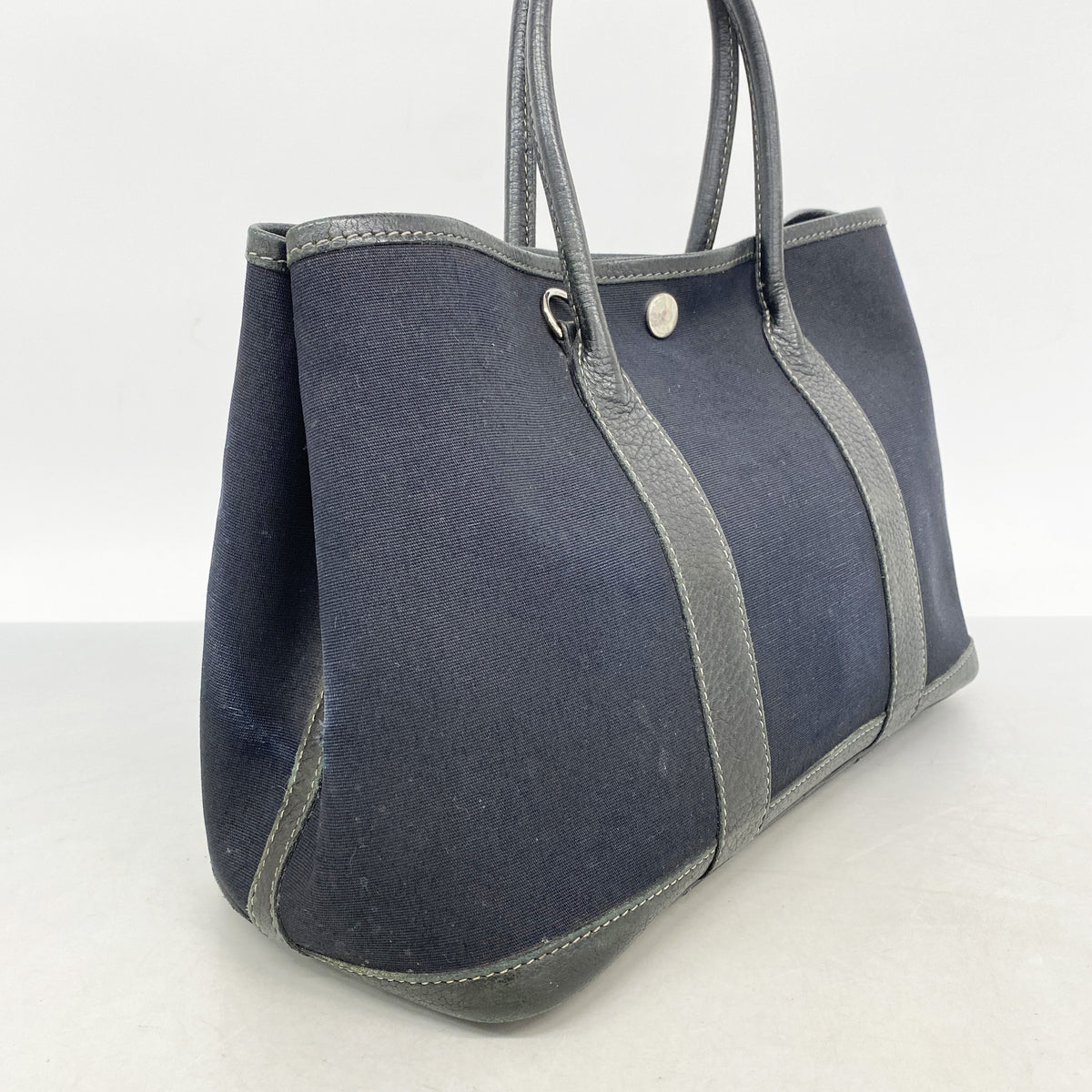 【6he5605】エルメス トートバッグ ガーデンパーティTPM トワルオフィシエ ブラック ゴールド金具 □H刻印【中古】レディース