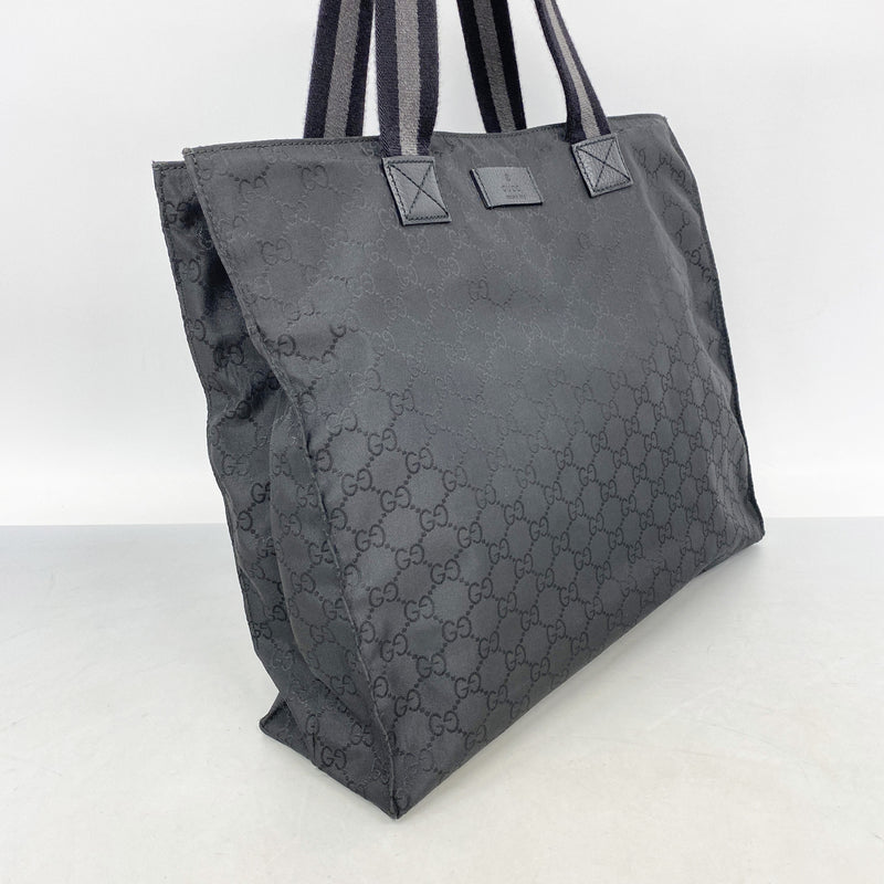 【6he5606】グッチ トートバッグ GGナイロン 449178 ナイロン ブラック シルバー金具【中古】レディース