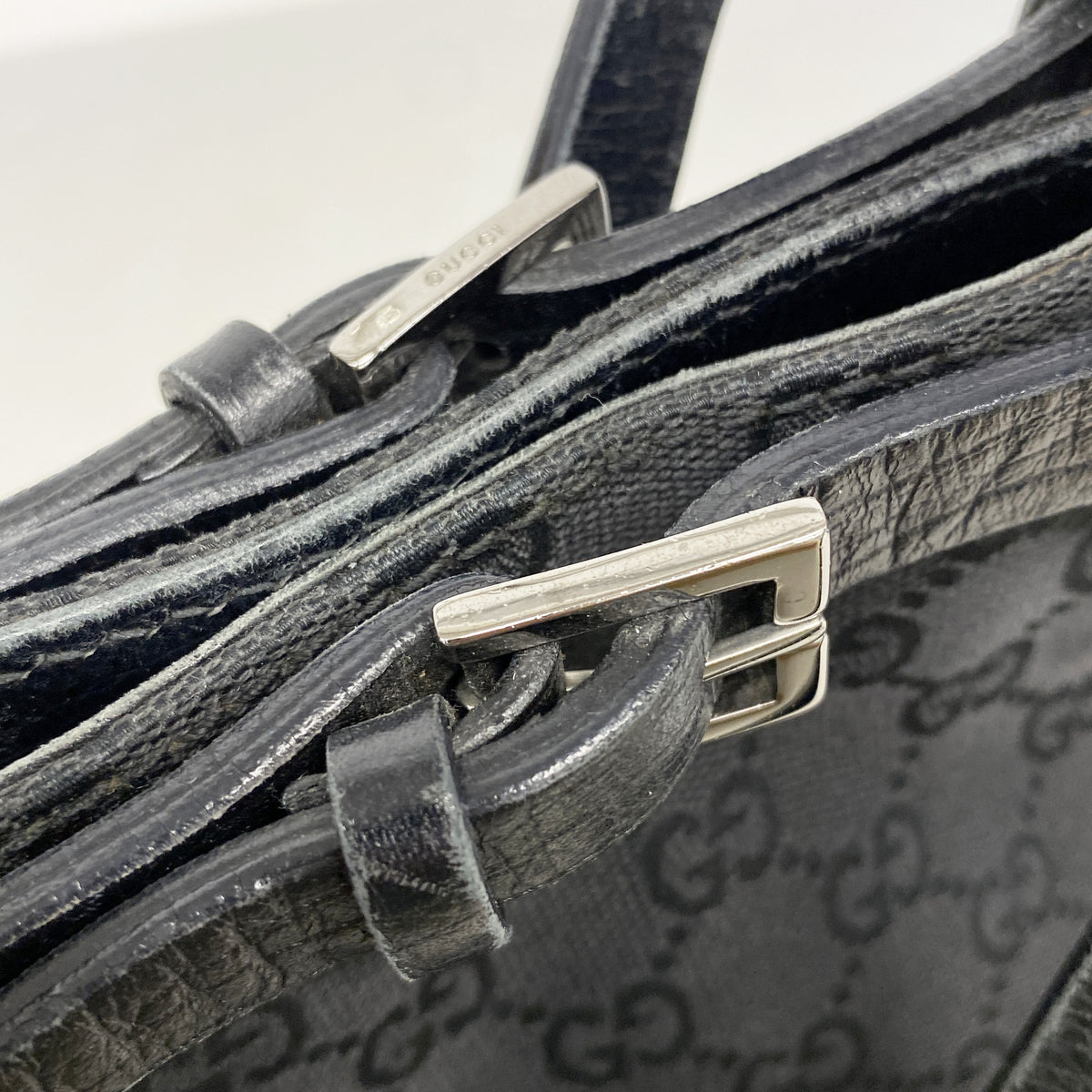 【6he5607】グッチ トートバッグ GGキャンバス 107757 キャンバス ブラック シルバー金具【中古】レディース