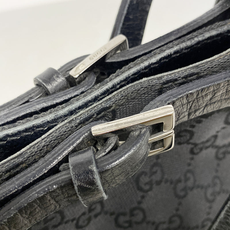 【6he5607】グッチ トートバッグ GGキャンバス 107757 キャンバス ブラック シルバー金具【中古】レディース