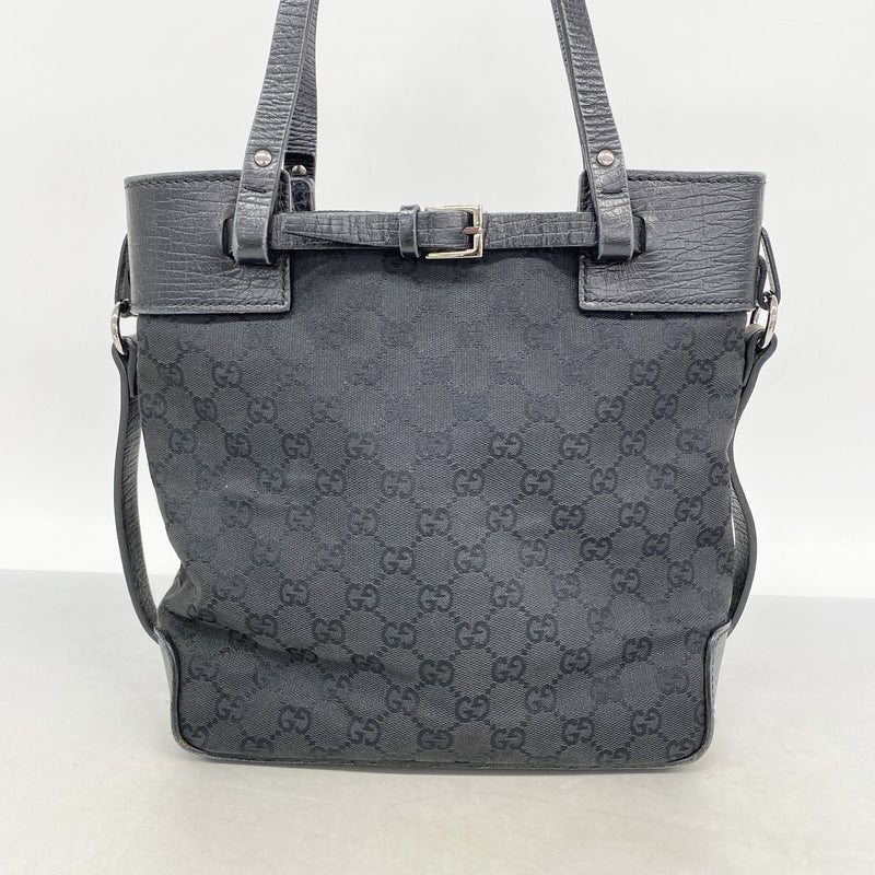 【6he5607】グッチ トートバッグ GGキャンバス 107757 キャンバス ブラック シルバー金具【中古】レディース