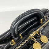 【6he5609】シャネル バニティバッグ パテントレザー ブラック ゴールド金具【中古】レディース