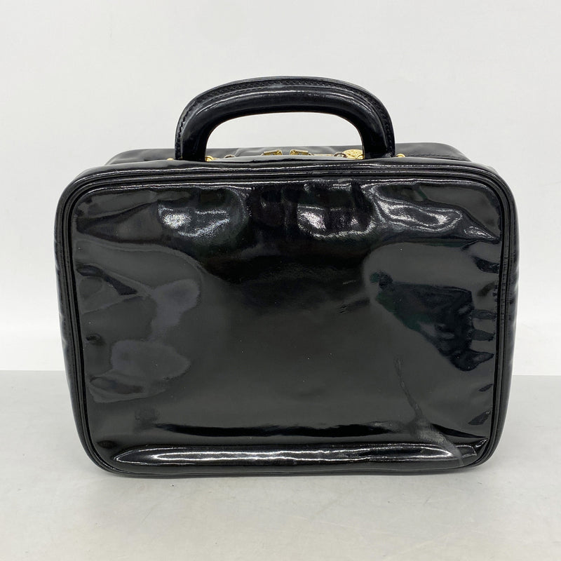 【6he5609】シャネル バニティバッグ パテントレザー ブラック ゴールド金具【中古】レディース