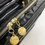 【6he5609】シャネル バニティバッグ パテントレザー ブラック ゴールド金具【中古】レディース