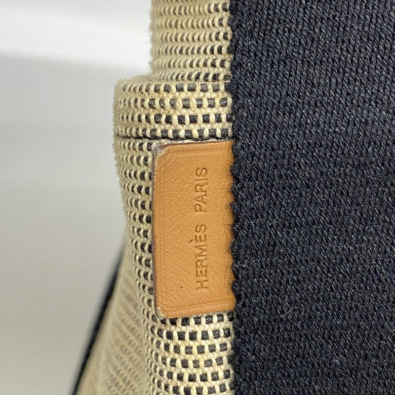 【6he5614】エルメス ハンドバッグ サクソーPM トワルアッシュ ブラック グレー シルバー金具【中古】レディース