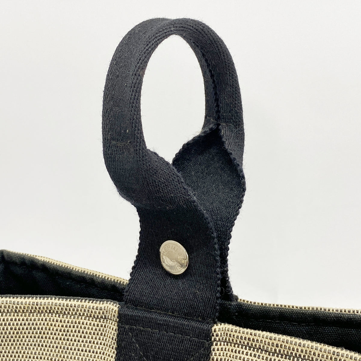 【6he5614】エルメス ハンドバッグ サクソーPM トワルアッシュ ブラック グレー シルバー金具【中古】レディース