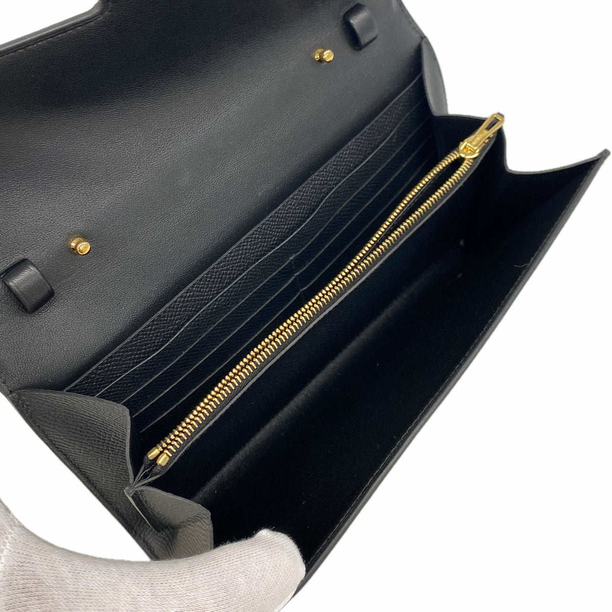 【6he5626】エルメス ショルダーウォレット コンスタンストゥーゴー ヴォーエプソン ブラック ゴールド金具 G刻印【中古】レディース