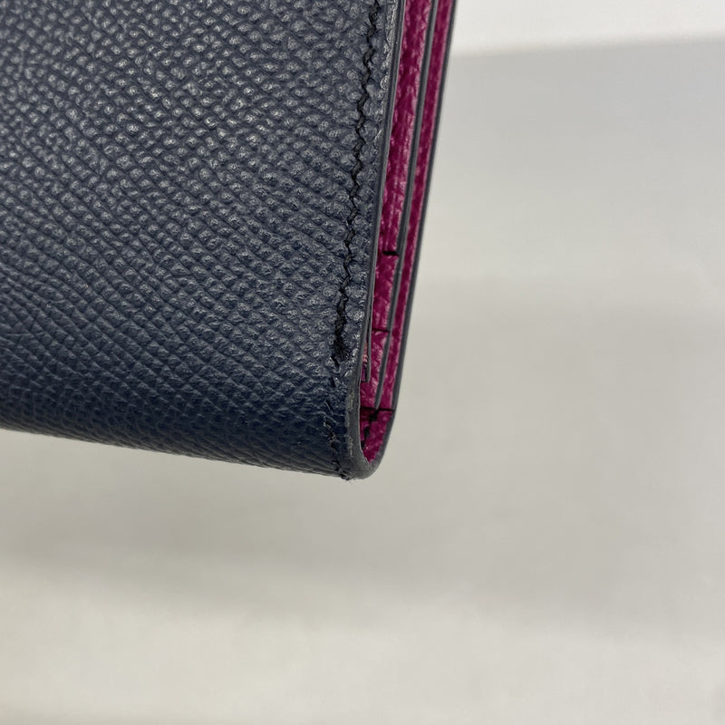 【6he5627】エルメス 長財布 ベアンスフレヴェルソ ヴォーエプソン ブルーインディゴ/ローズパープル シルバー金具 C刻印【中古】レディース