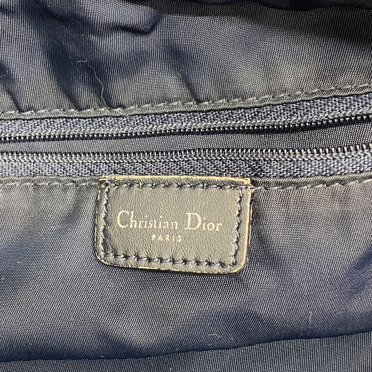 【6he5642】クリスチャンディオール ショルダーバッグ トロッター キャンバス ネイビー シルバー金具【中古】レディース