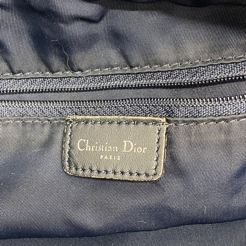 【6he5642】クリスチャンディオール ショルダーバッグ トロッター キャンバス ネイビー シルバー金具【中古】レディース