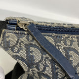 【6he5642】クリスチャンディオール ショルダーバッグ トロッター キャンバス ネイビー シルバー金具【中古】レディース